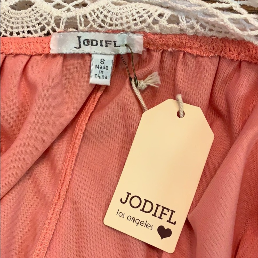 NWT!{Jodifl}Sz S Crinkly Peach Shift Dress - Picture 6 of 8